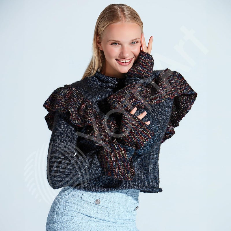 YarnArt 1 Ball YarnArt Melody Chainette Yarn Shiny Metallic Sheen Yarn for Knitting Crochet Embroidery 100 Grams 35 oz 230 Meters 251 Yards 70 Polyamide 21 Acrylic 9 Wool Blend Purple  889 - Image 5