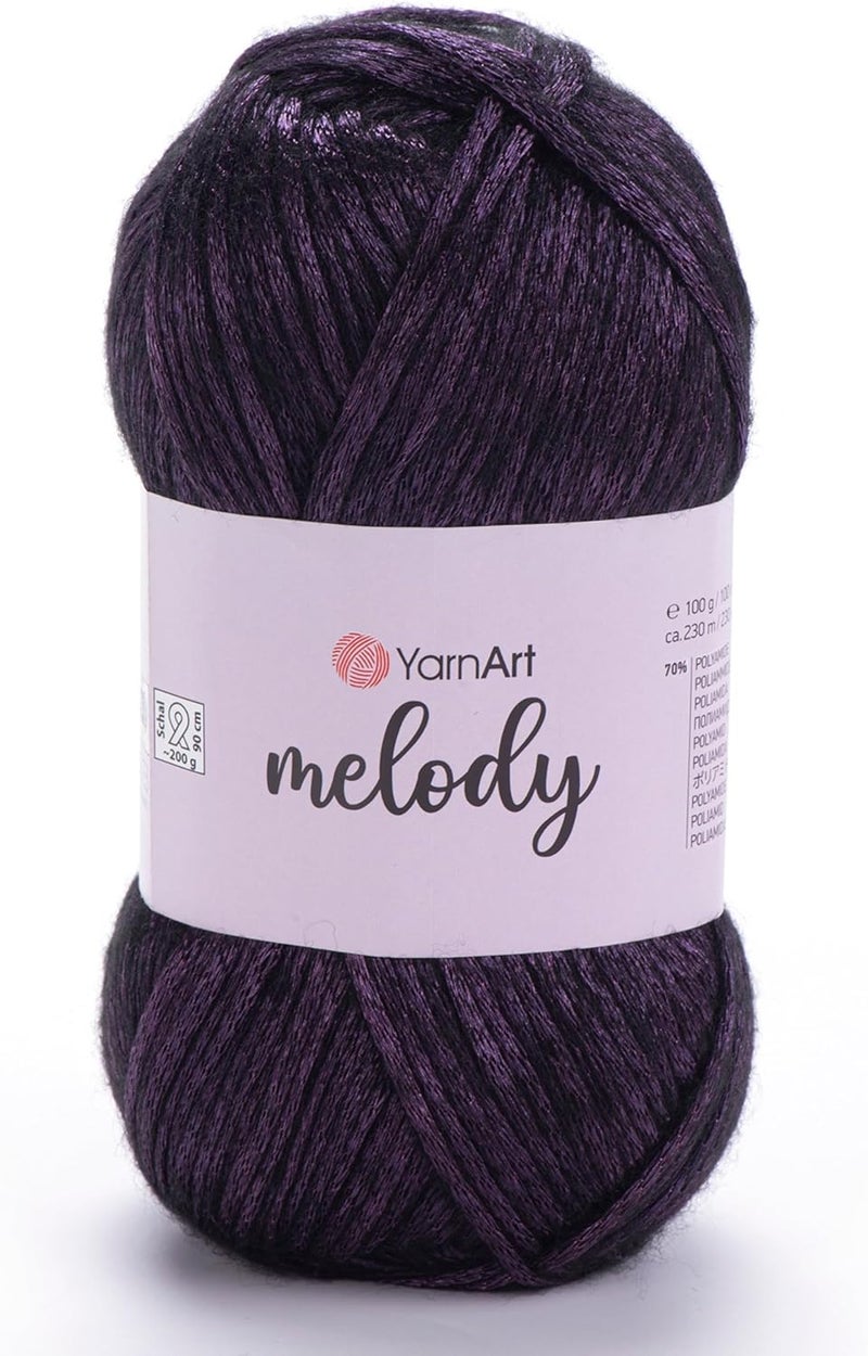 YarnArt 1 Ball YarnArt Melody Chainette Yarn Shiny Metallic Sheen Yarn for Knitting Crochet Embroidery 100 Grams 35 oz 230 Meters 251 Yards 70 Polyamide 21 Acrylic 9 Wool Blend Purple  889 - Image 1