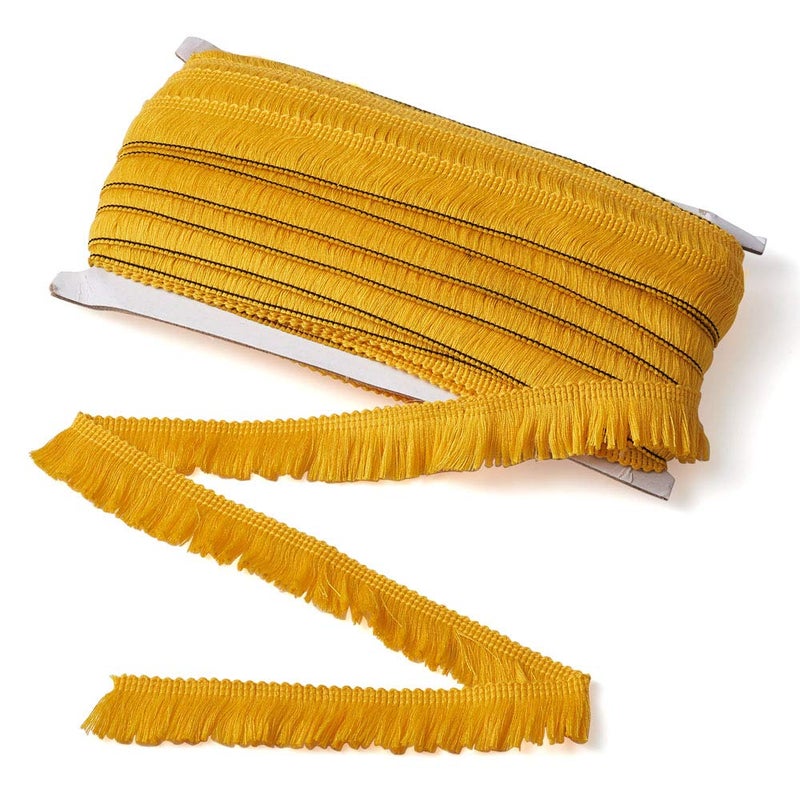 MegaPet Yellow Polyester Fringe Tassel Lace Trim 1 Inch x 82 Feet Chainette Fringe Fibre Trim for Sewing Quilting Clothes Accessories Lampshade Curtain Home Decoration