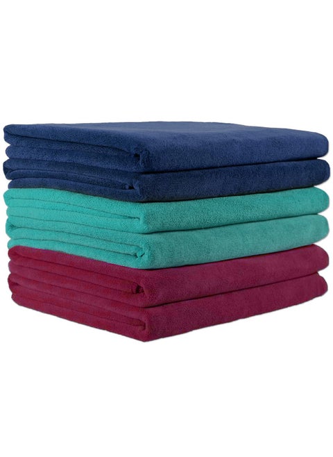 6-Piece Ultra Soft Microfiber Beach Towel Bath Sheet Set 330 GSM Multicolor 80x170cm