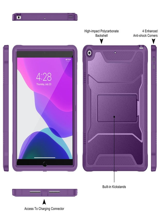 Soke Case for iPad 9th/8th/7th Generation 10.2-Inch (2021/2020/2019 Release), with Built-in Screen Protector and Kickstand, Rugged Full Body Protective Cover for Apple iPad 10.2 Inch - Purple - Image 3