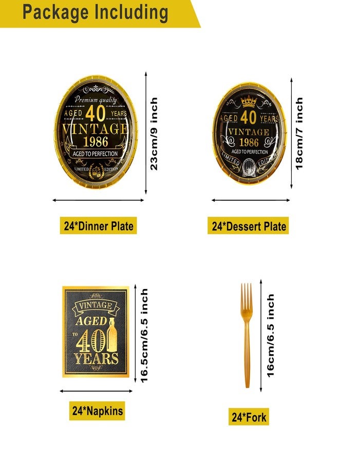 YeohJoy 40th Birthday Decorations for Men Women, 106 PCS Back in 1986 Decorations, Vintage 40th Birthday Party Tableware Set for men,Backdrops,Card, Banner, Paper Poms,Hanging Swirl, Tableware for 24 Guests - Image 5