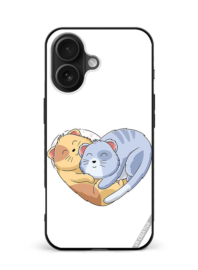 VR CREATIVE Protective Case Cover For Apple iPhone 16 Plus Klover Cat Design Multicolour