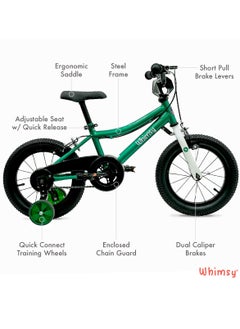 Whimsy Whimsy - Classic 14" Kids Bike  2-Minute Assembly, Handbrake, Child-Friendly Cycle, Adjustable Saddle - Green  - Image 3