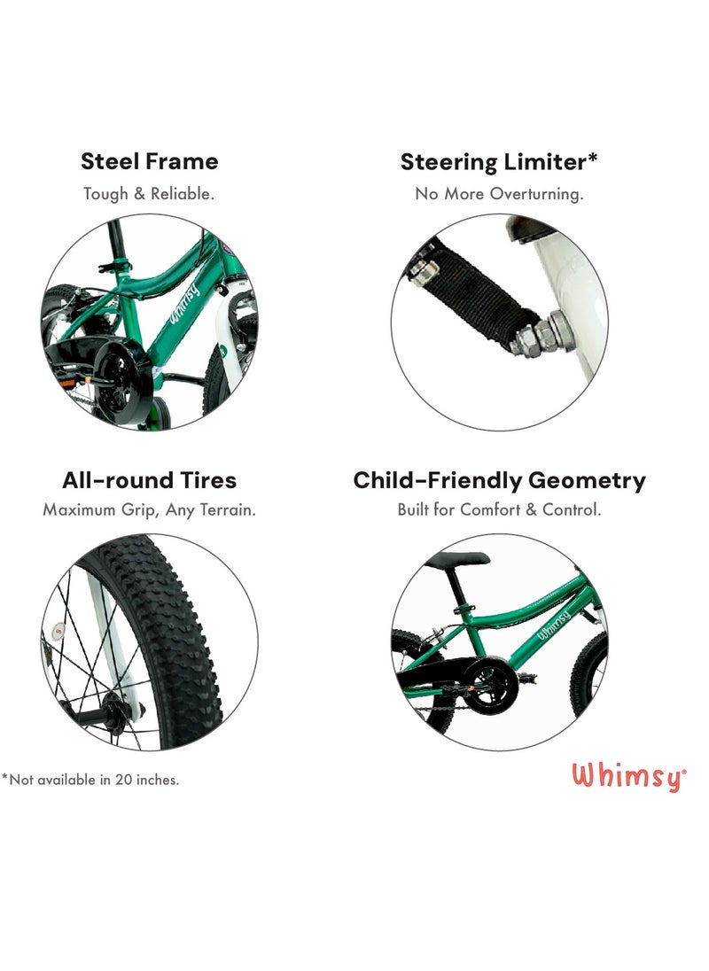 Whimsy Whimsy - Classic 14" Kids Bike  2-Minute Assembly, Handbrake, Child-Friendly Cycle, Adjustable Saddle - Green  - Image 4