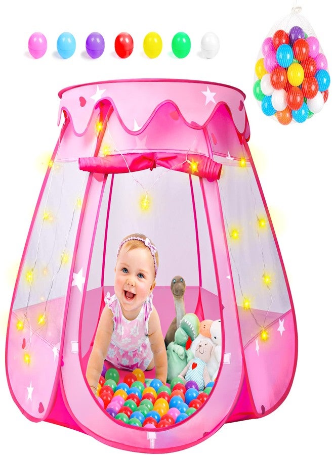 DISHIO Ball Pits with 50 Balls, Pop up Tents for Kids with Star Lights, Ball Pit for Toddlers, Princess Tent Toy for 1,2,3 yrs Birthday Gifts for Girls, Easy to Assemble and Store (50 Balls Included) - Image 1