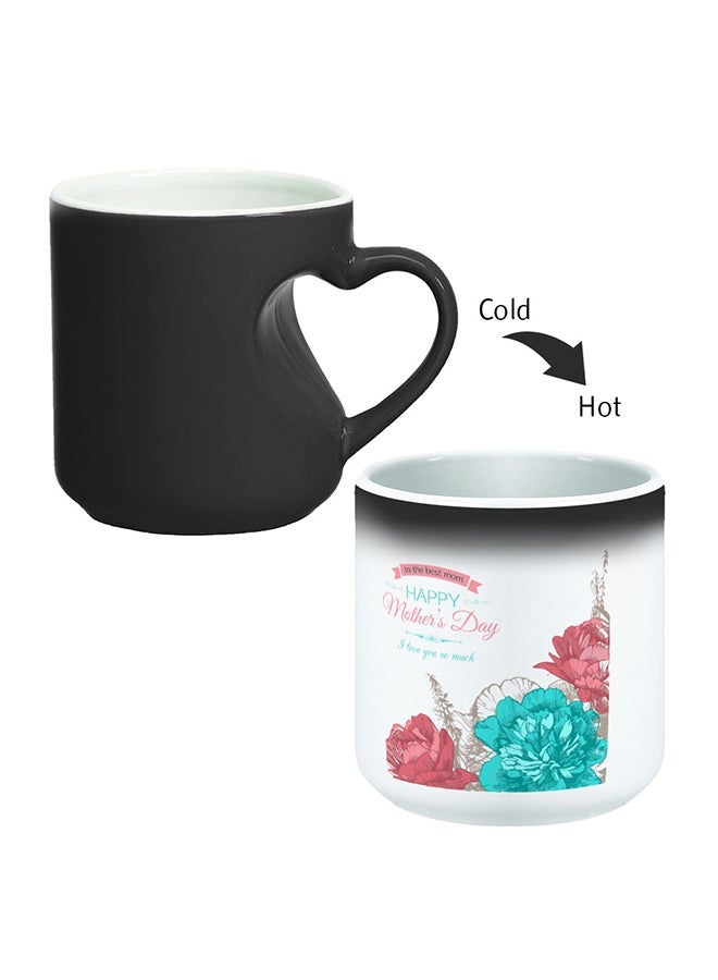 RYN Happy Mothers Day Printed Magic Coffee Mug With Inner Heart Handle Black 11ounce