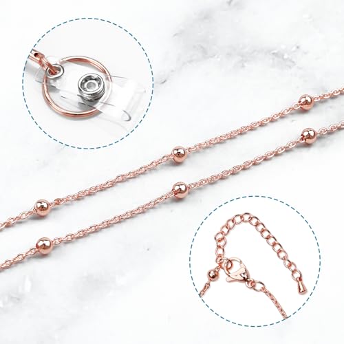 koorito 3 Pack Retractable Badge Reel Lanyard with 6 Pcs Waterproof ID Holder Retractable Stainless Steel Badge Reel Lanyard with ID Holder for Girl Women Teacher Adults (Black, Silver, Rose Gold) - Image 4