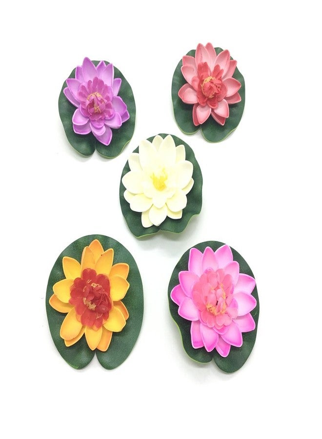 Pomeat 5 Pcs Floating Artificial Lotus Flowers Decor Floating Pond Decor Water Lily Home Decoration - Image 2