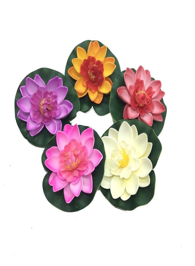 Pomeat 5 Pcs Floating Artificial Lotus Flowers Decor Floating Pond Decor Water Lily Home Decoration - Image 3