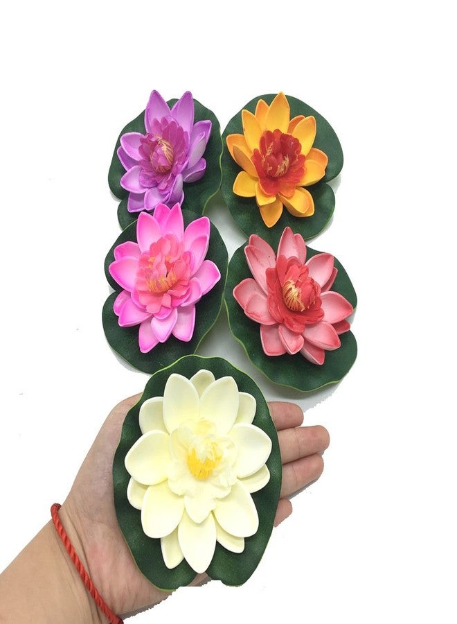 Pomeat 5 Pcs Floating Artificial Lotus Flowers Decor Floating Pond Decor Water Lily Home Decoration - Image 1