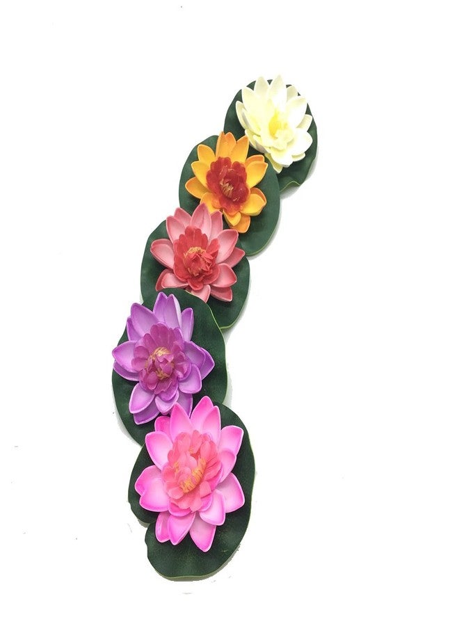 Pomeat 5 Pcs Floating Artificial Lotus Flowers Decor Floating Pond Decor Water Lily Home Decoration - Image 4
