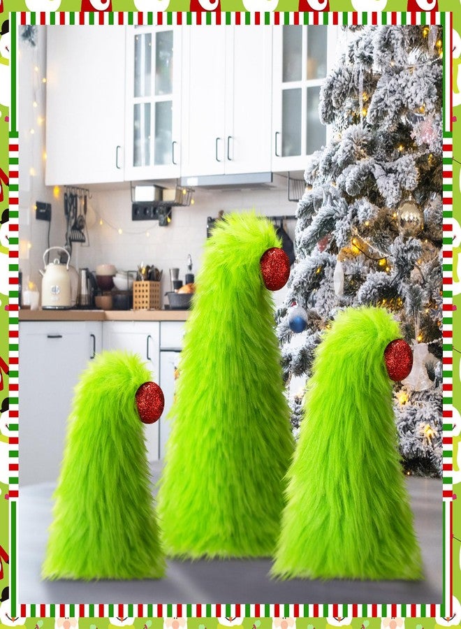 سيفانير مجموعة سيفانر من 3 قطع من زينة عيد الميلاد الفروية باللون الأخضر الليموني، زينة صغيرة من الفرو الناعم على شكل قزم، زينة لطاولة شجرة عيد الميلاد، قطع مركزية ناعمة من الفرو الصناعي، هدايا لزينة العطلات، لوازم الحفلات (نمط لطيف) - Image 4