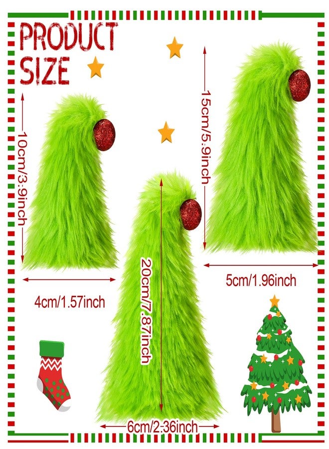 سيفانير مجموعة سيفانر من 3 قطع من زينة عيد الميلاد الفروية باللون الأخضر الليموني، زينة صغيرة من الفرو الناعم على شكل قزم، زينة لطاولة شجرة عيد الميلاد، قطع مركزية ناعمة من الفرو الصناعي، هدايا لزينة العطلات، لوازم الحفلات (نمط لطيف) - Image 2