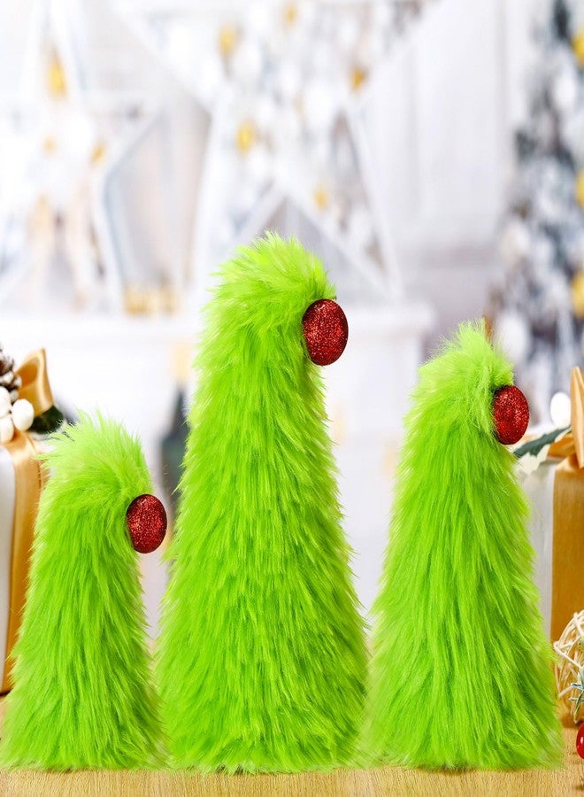 سيفانير مجموعة سيفانر من 3 قطع من زينة عيد الميلاد الفروية باللون الأخضر الليموني، زينة صغيرة من الفرو الناعم على شكل قزم، زينة لطاولة شجرة عيد الميلاد، قطع مركزية ناعمة من الفرو الصناعي، هدايا لزينة العطلات، لوازم الحفلات (نمط لطيف) - Image 1