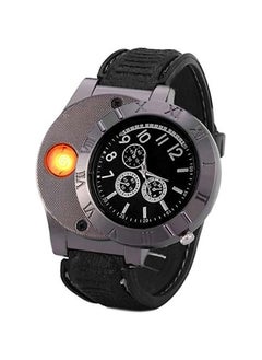 Mens Novelty Cigarette Lighter Watch USB Charging Windproof Quartz Wrist Watch