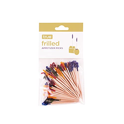 True Frilled Appetizer Picks, Toothpicks for Garnishes on Mai Tais and Daiquiris, Assorted Colors Cellophane and Wood, 2.5 Inches Set of 50 - Image 3