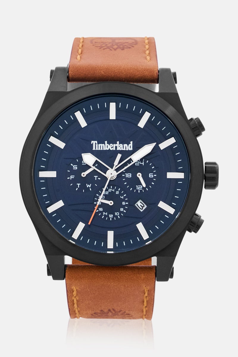Timberland Men T TBL15661JSB-03 Leather Analog Watch 48mm, Brown  - Image 1