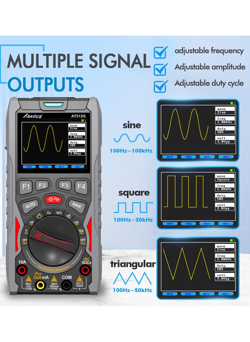 AT312G 3 in 1 Oscilloscope Digital Scope Multimeter with 12MHz Bandwidth 50MSa/s Sampling Rate Built-in Generator Multiple Multimeter Tester Function