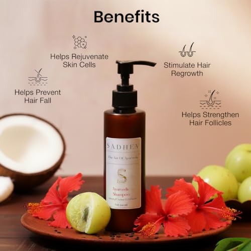 Sadhev Ayurvedic Shampoo With Bhringraj, Hibiscus, Amla | Controls Hairfall, Stimulates Hair Regrowth | For Dry & Frizzy Hair | Adds Volume & Shine (200 ml) - Image 4