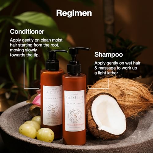 Sadhev Ayurvedic Shampoo With Bhringraj, Hibiscus, Amla | Controls Hairfall, Stimulates Hair Regrowth | For Dry & Frizzy Hair | Adds Volume & Shine (200 ml) - Image 5