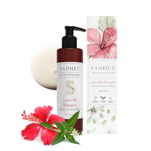 Sadhev Ayurvedic Shampoo With Bhringraj, Hibiscus, Amla | Controls Hairfall, Stimulates Hair Regrowth | For Dry & Frizzy Hair | Adds Volume & Shine (200 ml) - Image 1