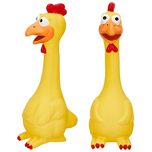 Hungdao 1 Pcs Horse Toys Latex Squeaky Squeeze Chicken Squeak Turkey Balls for Play Fake Screaming Chicken Toys for Horses Soccer Ball for Reduce Separation Anxiety Noise Maker Yellow - Image 1