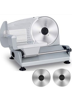 Aookay [Updated] Meat Slicer, 200W Electric Deli Food Slicer with 2 Removable 19 cm Stainless Steel Blades, Adjustable Thickness Meat Slicer for Home, Food Slicer Machine for Lamb, Beef, Bread  - Image 1