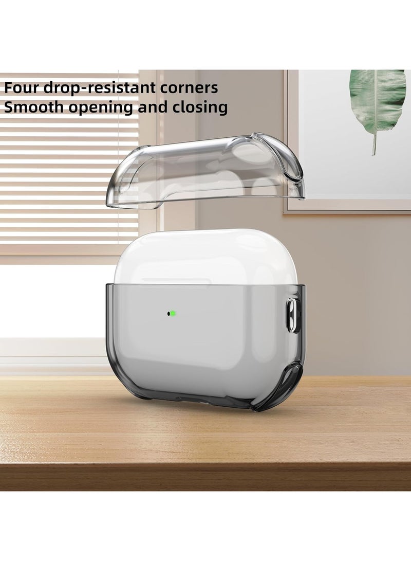 دكينج مناسبة لغطاء حماية AirPods Pro 3، غطاء شفاف من TPU ل AirPods Pro 3، يأتي مع مجموعة أدوات تنظيف وسلسلة مفاتيح. أسود شفاف - Image 2
