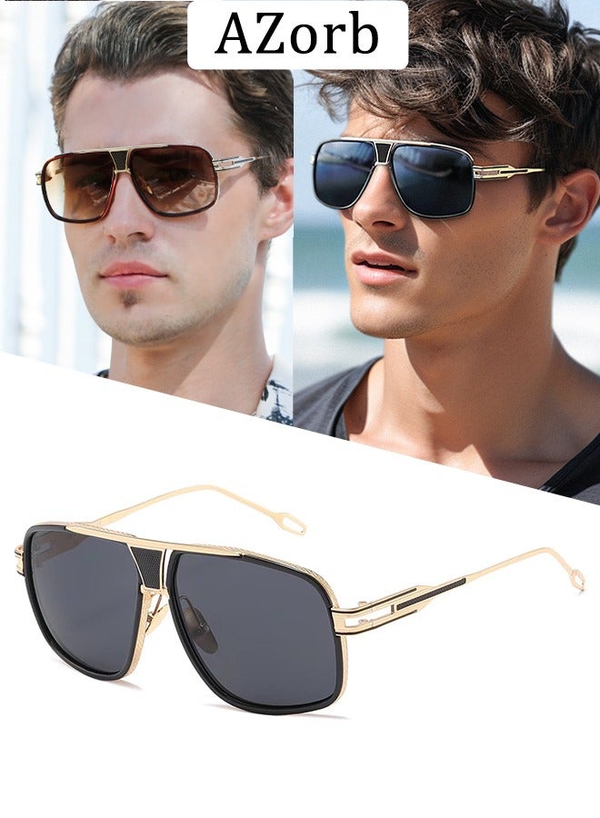 AZorb Sunglasses Women Men Hard Alloy Metal Frame Sun Glassess for Women Men's Sunglass Aviator Fashion Design High Quality UV400 Protection Shades Black - Image 1