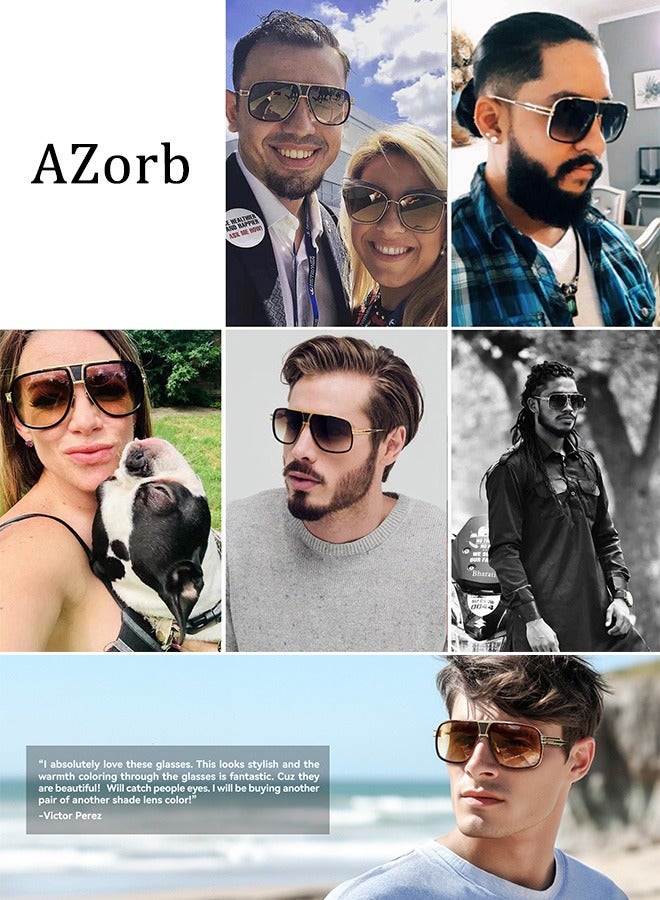 AZorb Sunglasses Women Men Hard Alloy Metal Frame Sun Glassess for Women Men's Sunglass Aviator Fashion Design High Quality UV400 Protection Shades Black - Image 4