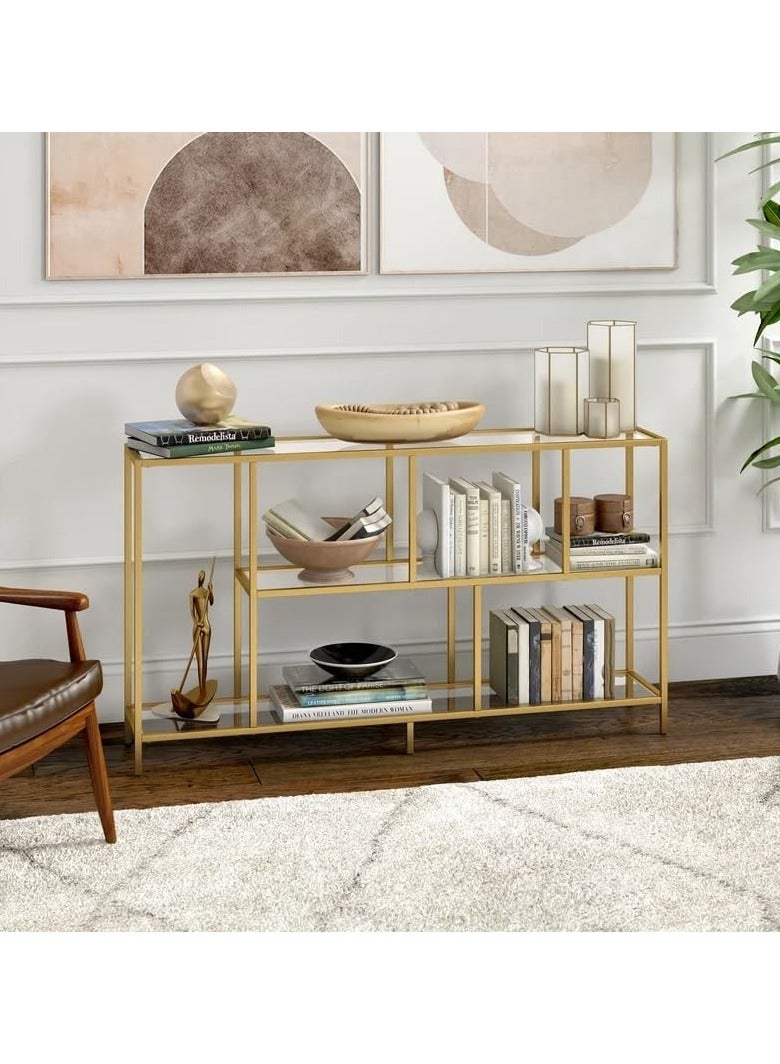 LINGWEI Entryway Console Table For Living Room Narrow Sofa Table with 3-Tier Storage Open Shelves Luxury Console Table Hall Table Living Room Sofa Side Table End Table - Image 1