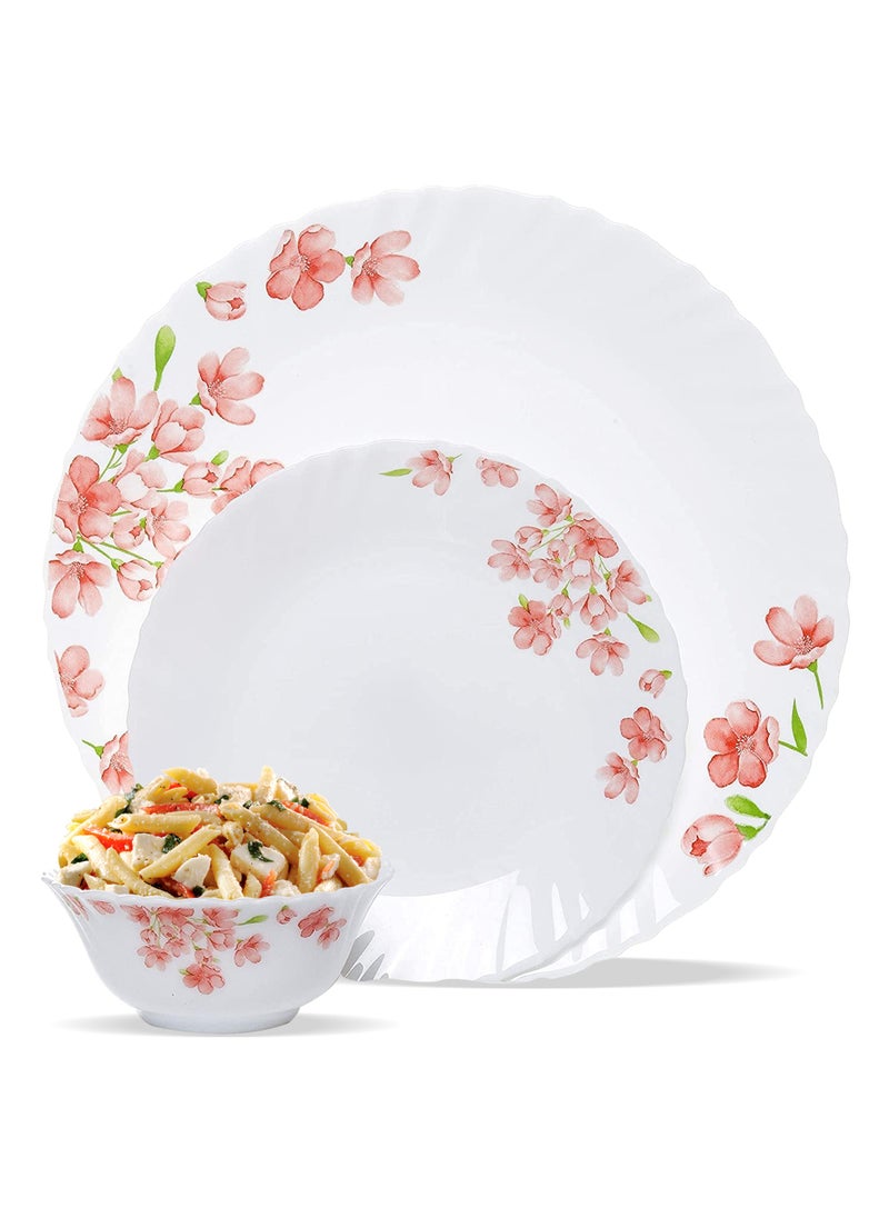 Laopala Laopala Dinnerware Set 18 Pcs Opalware Microwave Safe, Dishwasher Safe BPA -Free, Microwave Safe  Dinner Serving Set for Family Meals (Aster Pink)  - Image 1
