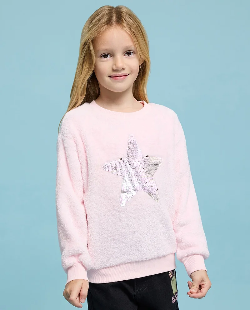 أر أند بي Sequined Sweatshirt with Crew Neck and Long Sleeves