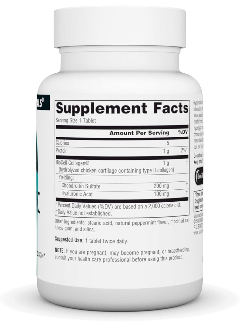 سورس ناتشورالز حمض الهيالورونيك - ١٠٠ ملغ، ٣٠ قرصًا | صحة المفاصل، ترطيب البشرة، ودعم الغضاريف - Image 2