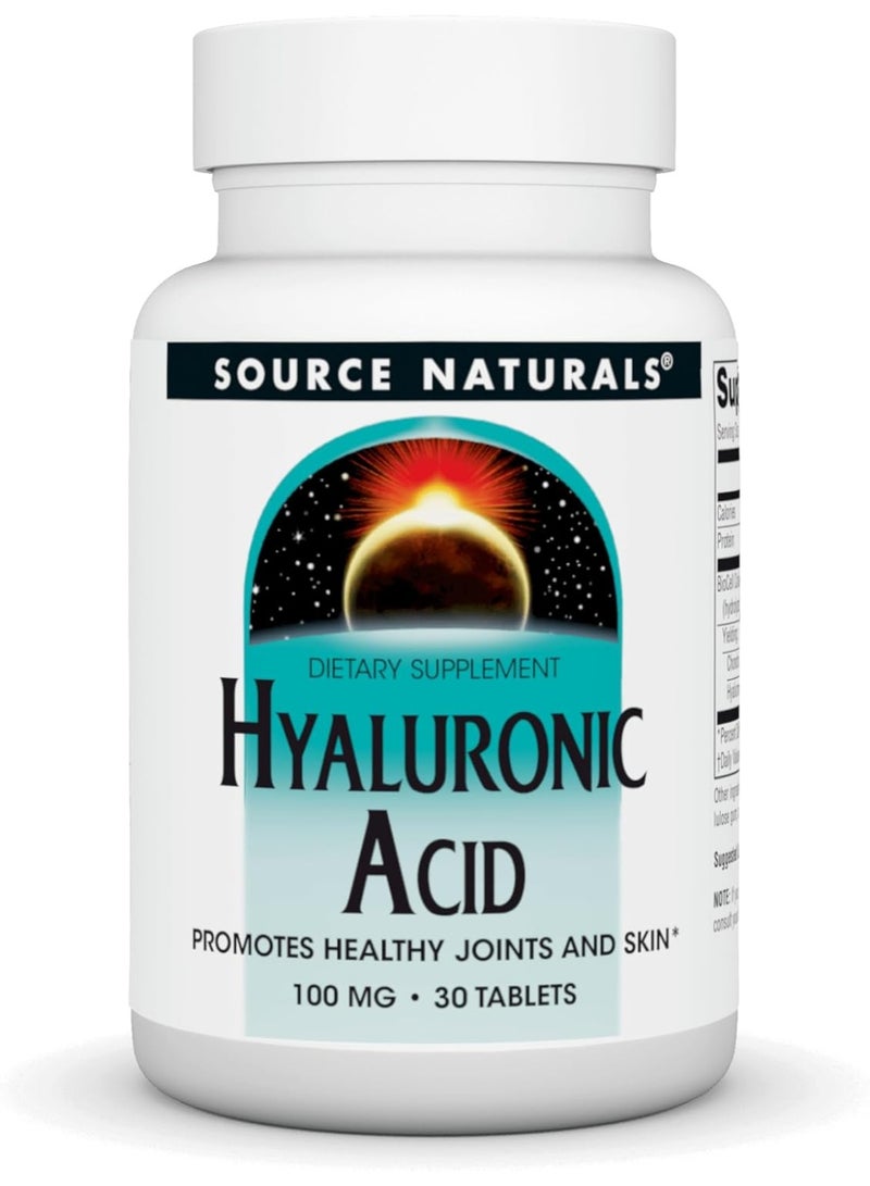 سورس ناتشورالز حمض الهيالورونيك - ١٠٠ ملغ، ٣٠ قرصًا | صحة المفاصل، ترطيب البشرة، ودعم الغضاريف - Image 1