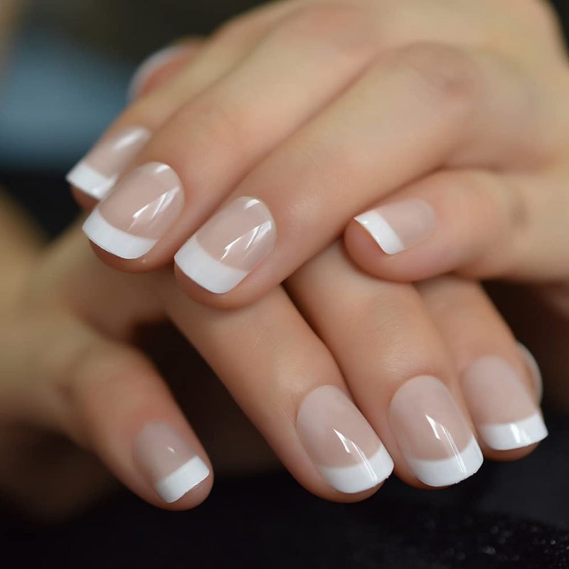 ELEVENAIL Natural Beige Nude White Press on Nails Short Squoval French Nail Tips False Nails Easy Wear Salon Manicure Reusable UV Gel Fake Nails DIY Nail Art at home - Image 1
