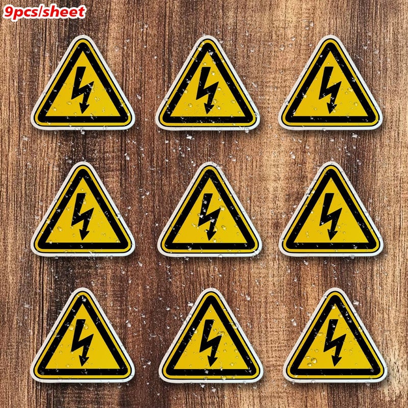 9 Pcs Per Sheet Electric Shock Hazard Sticker Decals For Bumpers Windows Laptops Trucks Vans Water Bottles Durable And Versatile - Image 1