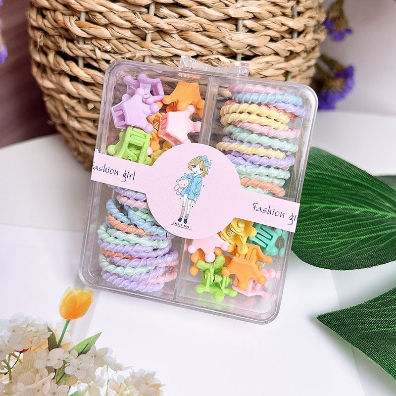 Generic Childrens Rubber Band Hair Band Headdress Girls Hair Tie Hair Rope does not hurt hair High Elastic Small Hair Rope Hair Accessories Leather Cover No. 8 Crown Grip Rubber Belt Blend