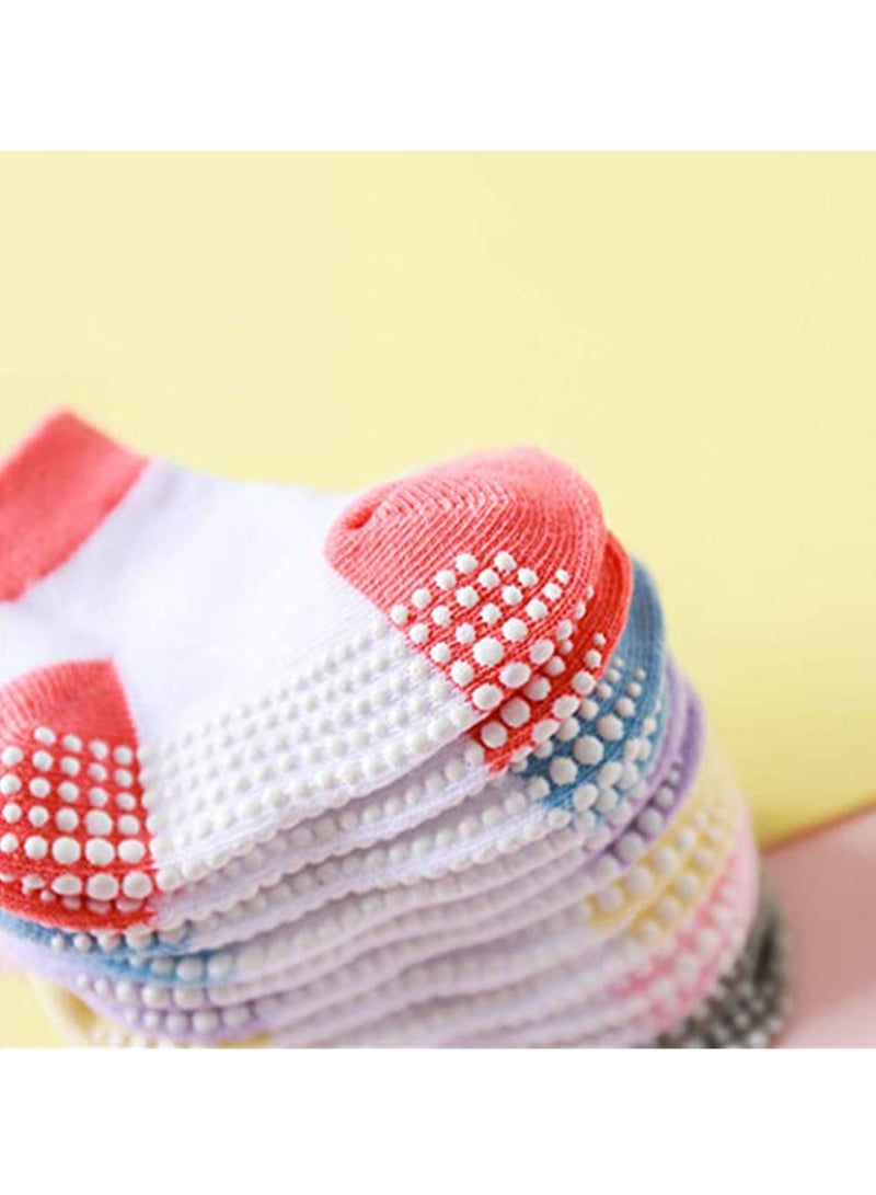 SYOSI 12 Pairs Anti Slip Toddler Socks, Non Skid Ankle Socks with Grips for Toddler Kids Girls, Kids 3 Years - Image 3