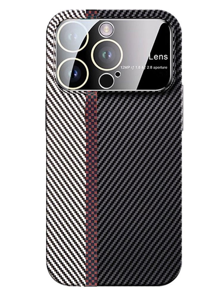 CATANES حافظة آيفون 14 برو ماكس من الكربون مع نافذة كبيرة لحماية الكاميرا تصميم فريد بألوان مذهلة مختلطة من ألياف الكربون الأراميد باللونين الأبيض والأسود - Image 1