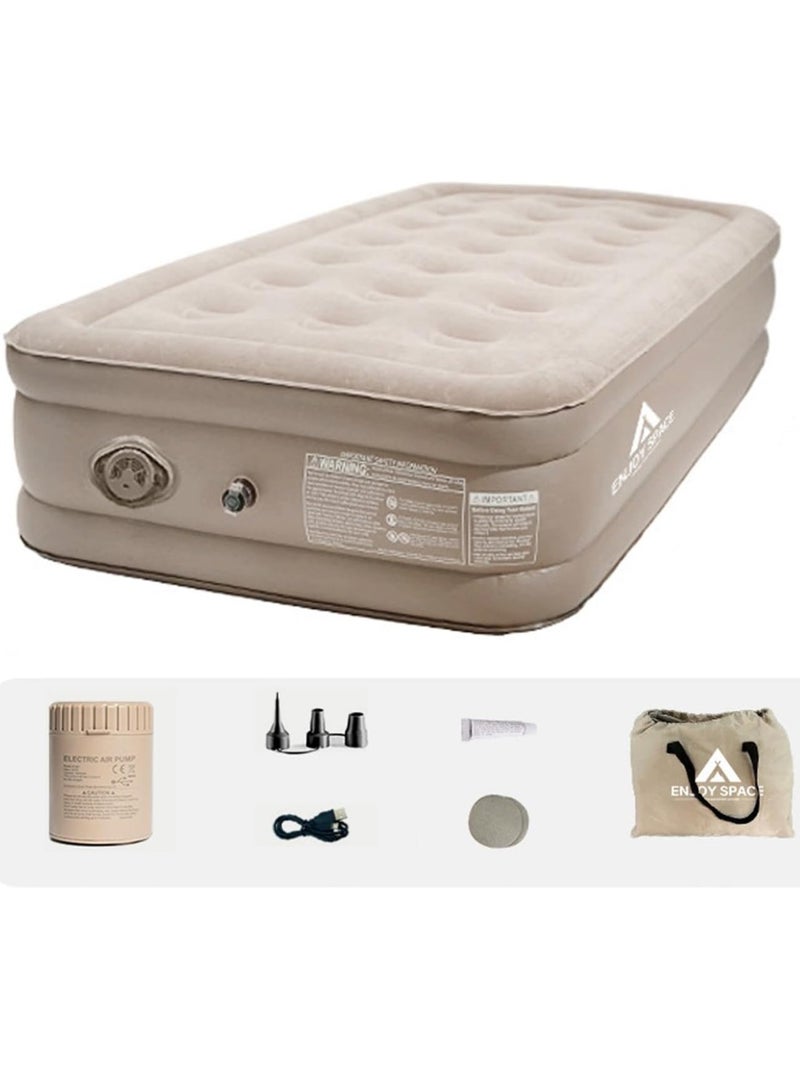 VUCATIN Inflatable Air Mattress Self-Inflating Sleeping Mats Single Air Bed with Built-in Pump Blow Up Mattress 300lb Capacity Inflation Airbed for Camping Home Trunk Bed Travel (Single Person/High) - Image 1