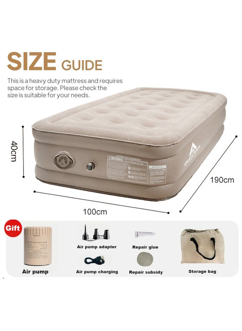 VUCATIN Inflatable Air Mattress Self-Inflating Sleeping Mats Single Air Bed with Built-in Pump Blow Up Mattress 300lb Capacity Inflation Airbed for Camping Home Trunk Bed Travel (Single Person/High) - Image 2