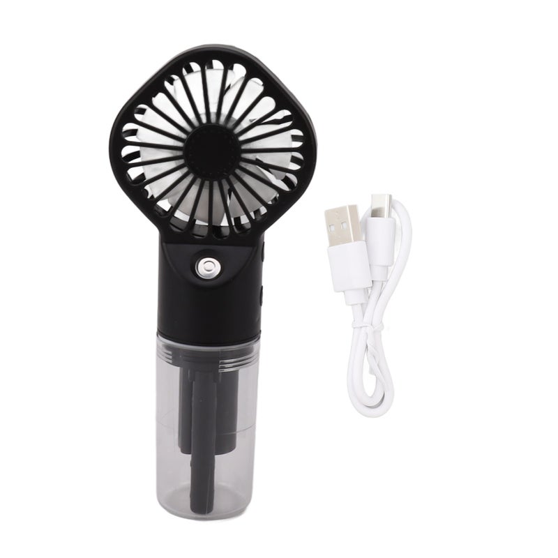 Portable Handheld Misting Fan USB Rechargeable Water Spray Mist Fan with 4 Gear Speed Black - Image 1