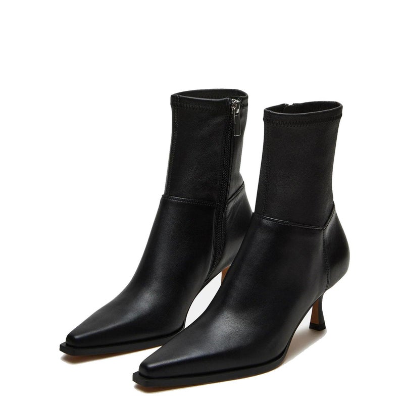Atsroel Black Fall Booties Side Zip Mid Calf Boots Pointed Toe Ankle Boots Kitten Heel Dressy Boots Short Boots For Woman - Image 1