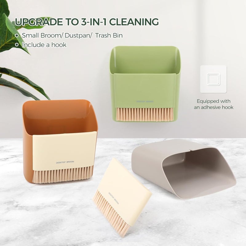 SNAPCOM Broom and Dustpan with Trash Can Portable Hand Whisk Broom Brush Mini Hanging Trash Can Soft Bristle Household use for Cleaning Desktop Drawer Sofa Keyboard Office Home 1 pcs - Image 4