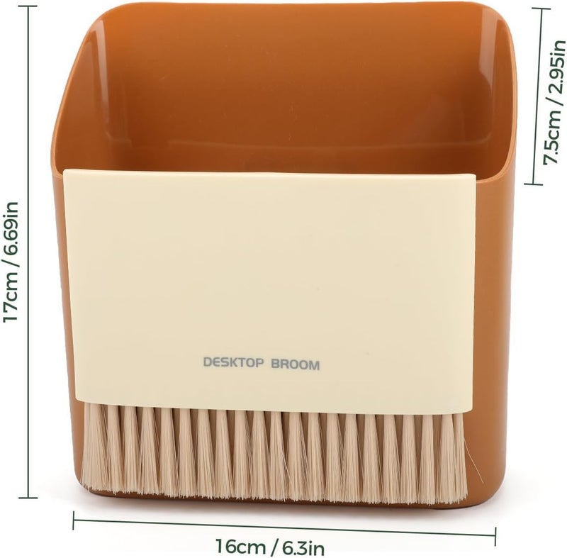 SNAPCOM Broom and Dustpan with Trash Can Portable Hand Whisk Broom Brush Mini Hanging Trash Can Soft Bristle Household use for Cleaning Desktop Drawer Sofa Keyboard Office Home 1 pcs - Image 2