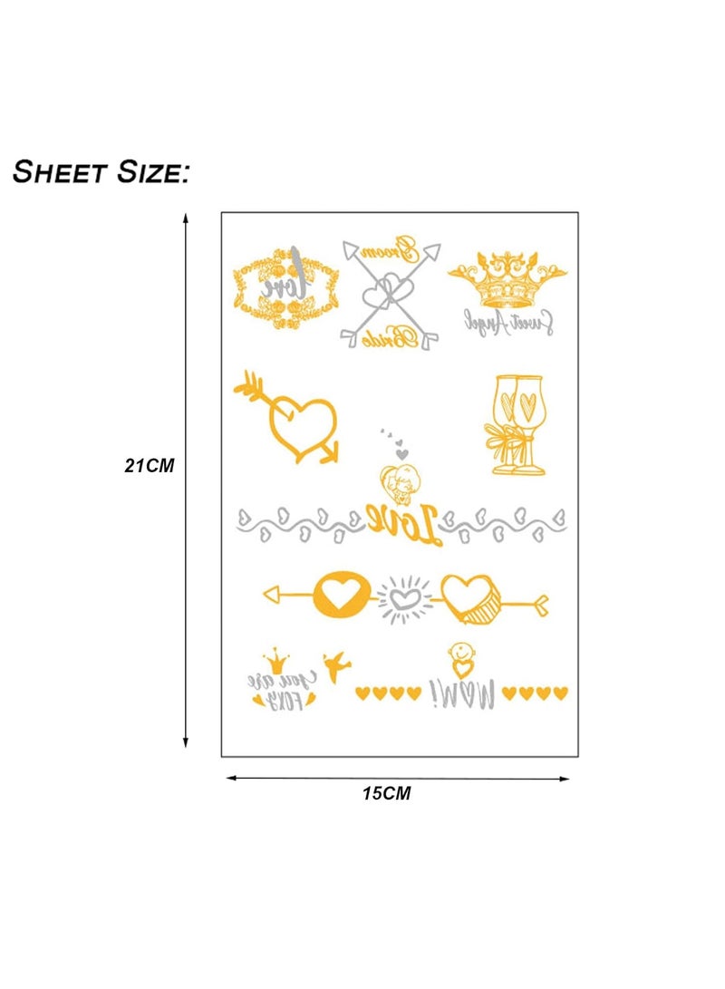 قوس قزح أورينبو 5 أوراق ملصقات وشم مؤقتة لحفلات الزفاف إكسسوارات ديكور حفلات رومانسية ملصق وشم مؤقت للعروس ملصقات ذهبية فضية معدنية لعروض وصيفات العروس ديكورات الزفاف للبالغين - Image 5