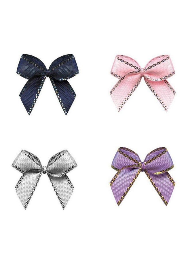 Aysekone 100 Pieces Mini Metallic Edge Satin Bowknot Flowers Diy Craft Ribbon Bow Appliques For Sewing,Scrapbooking,Wedding And Decoration (Mixed 10 Colors) - Image 2