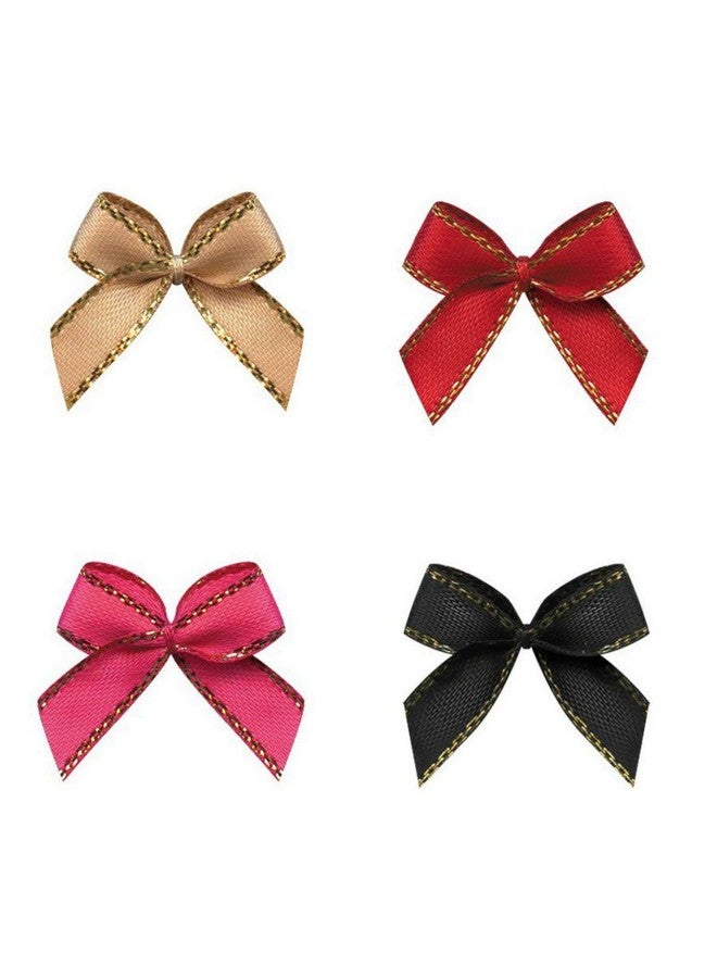 Aysekone 100 Pieces Mini Metallic Edge Satin Bowknot Flowers Diy Craft Ribbon Bow Appliques For Sewing,Scrapbooking,Wedding And Decoration (Mixed 10 Colors) - Image 3